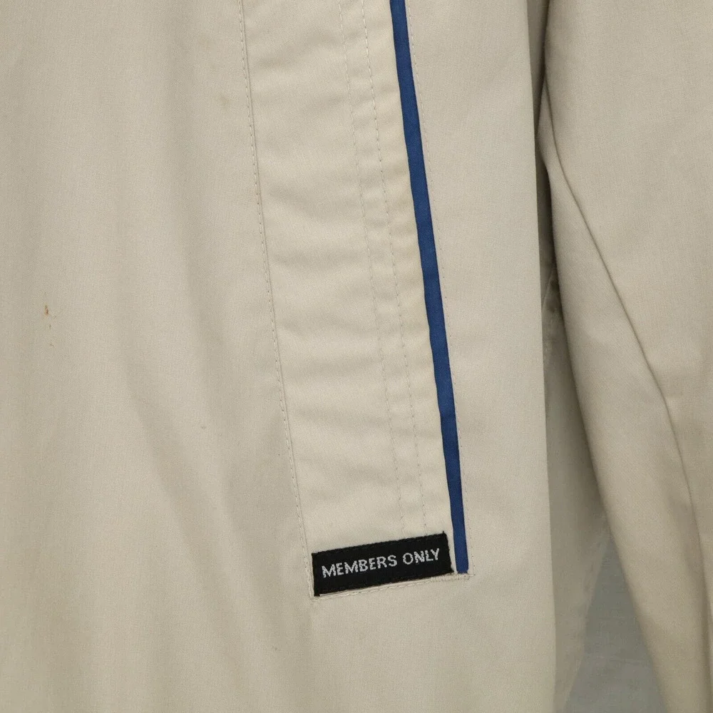 Members Only Jacket Mens Large Beige Full Zip Lightweight Pockets Lined Vintage